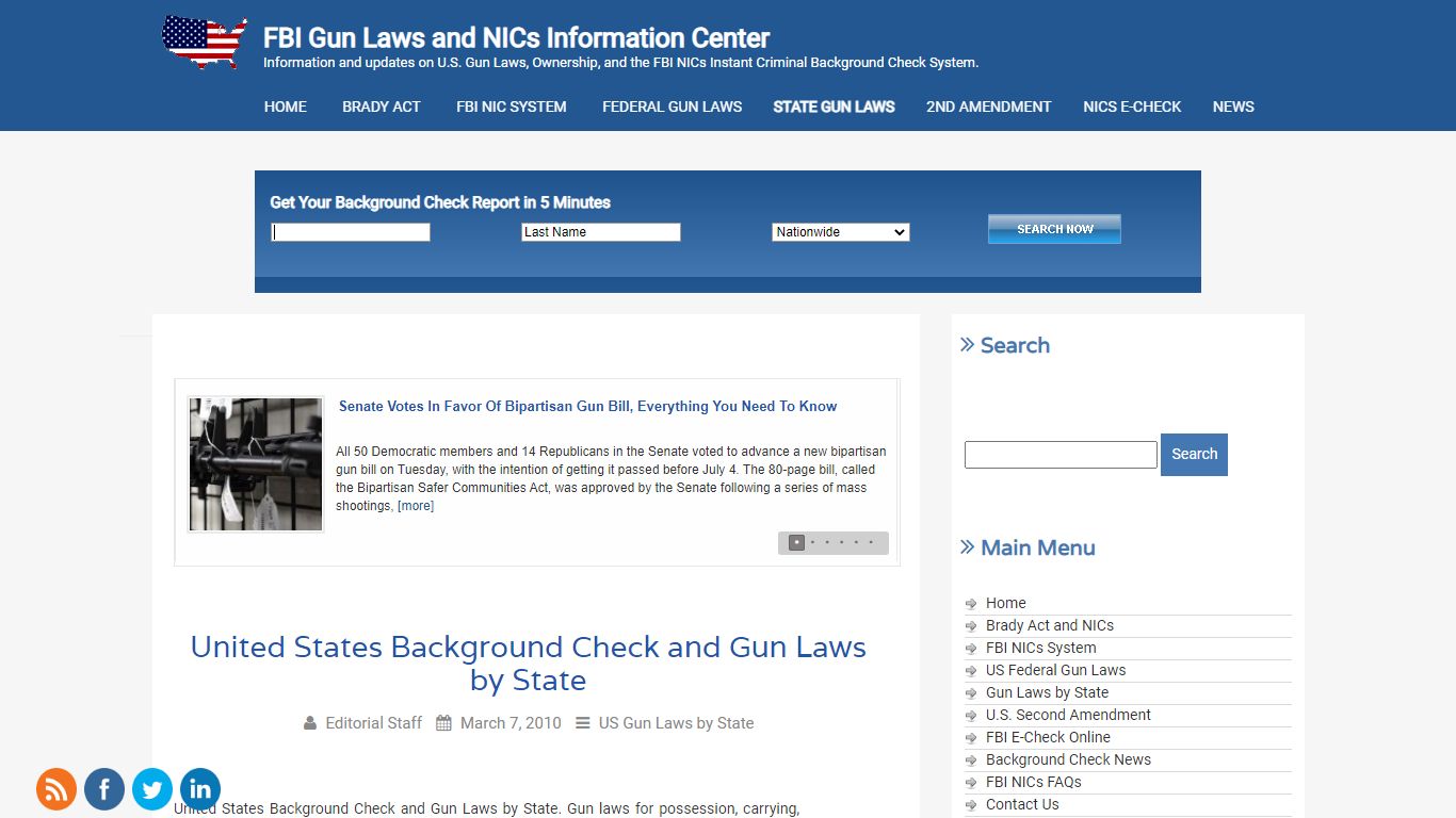 United States Background Check and Gun Laws by State